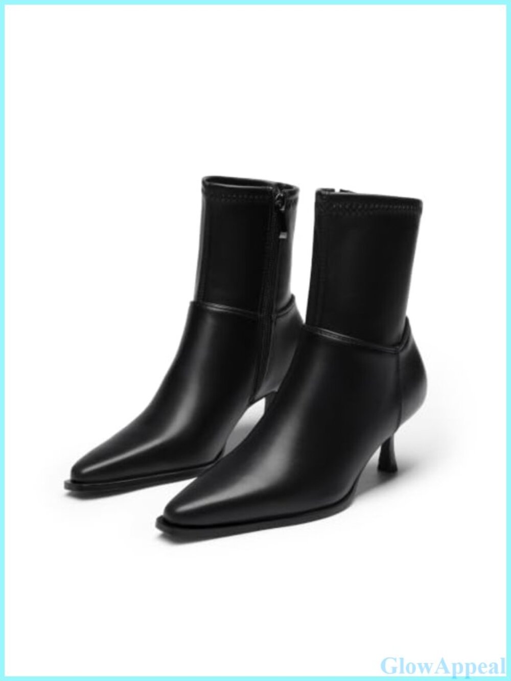 Women's Pointed Toe Kitten Heel Ankle Boots Pull-On Stretch